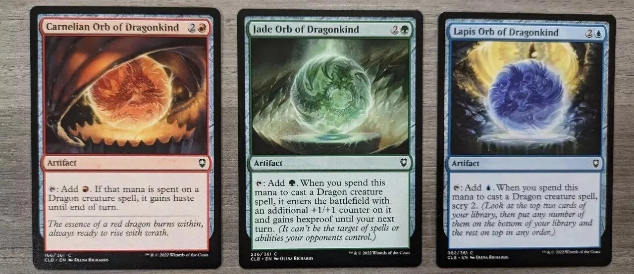 MTG Magic Carnelian Jade Lapis Orb of Dragonkind Set of 3 Commander CLB Regular