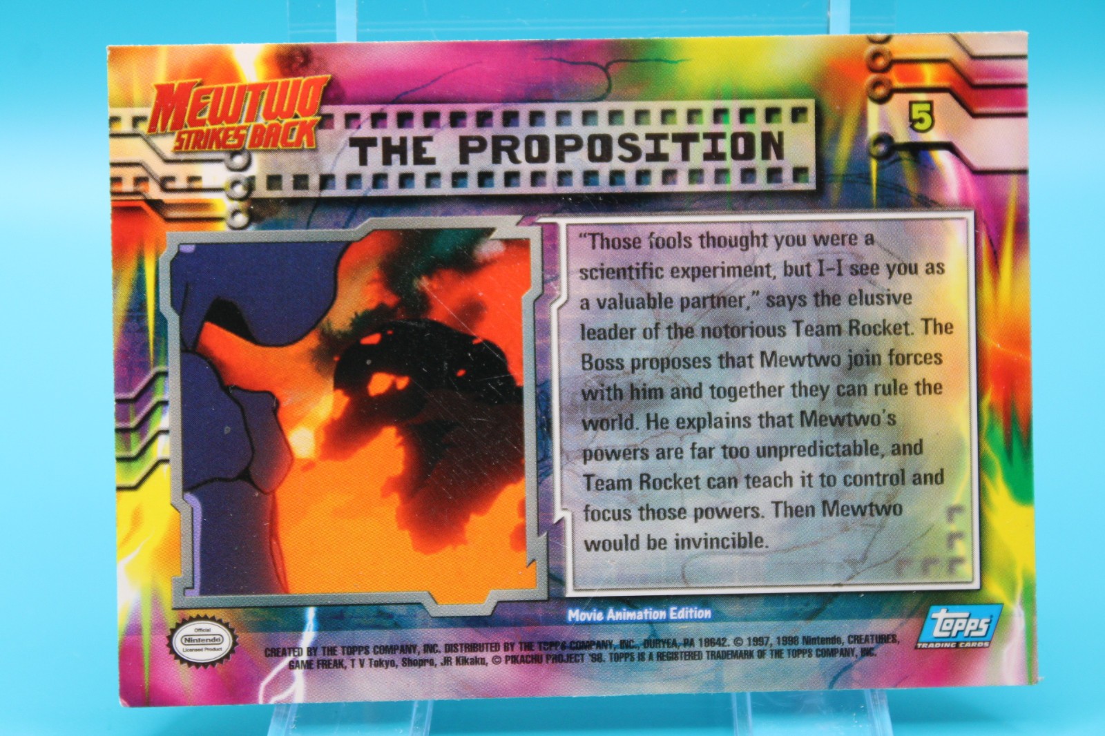 Pokemon TCG MewTwo Strikes Back #5 The Proposition Topps Blue Logo 1999