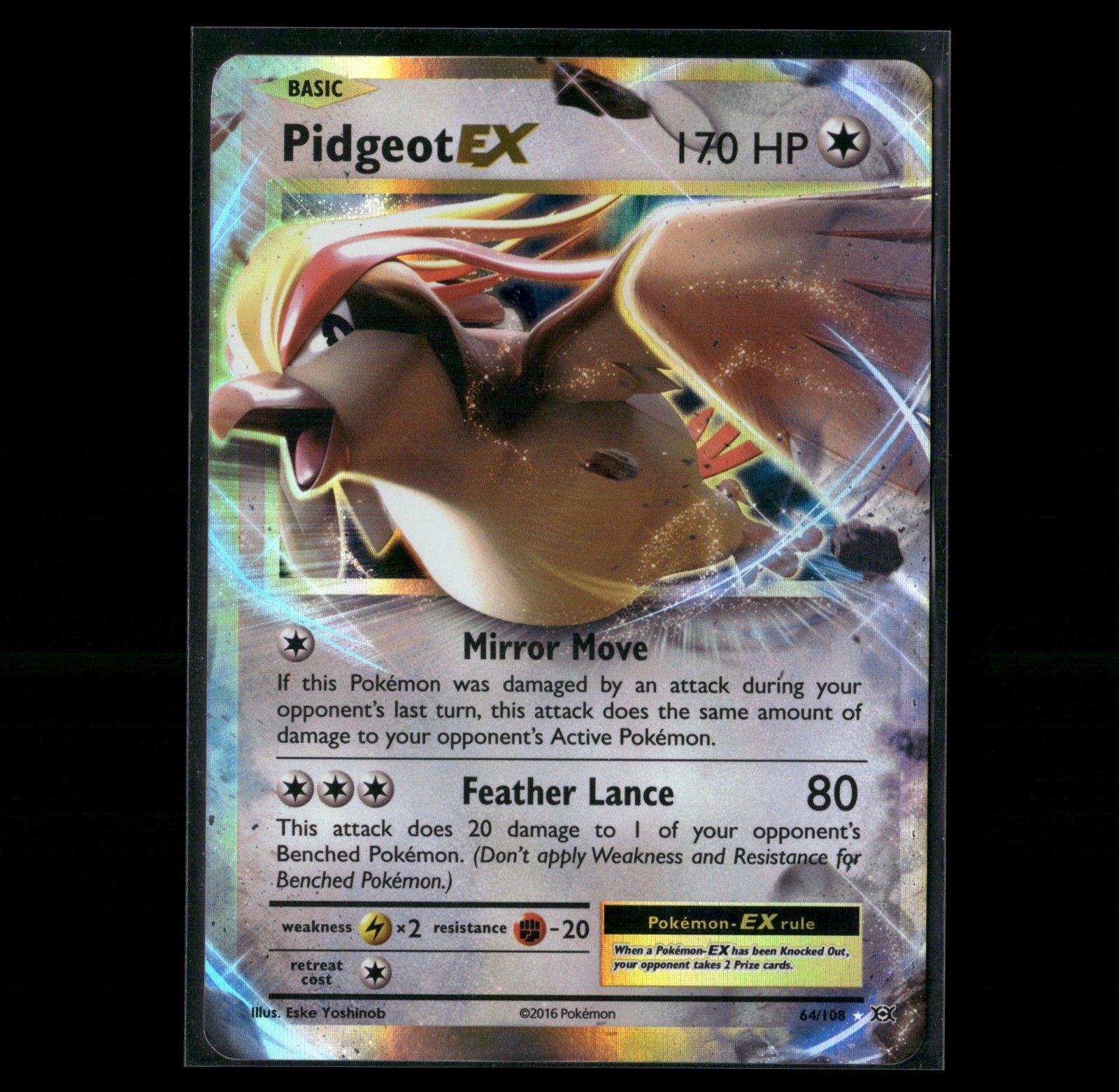 Pidgeot EX Ultra Rare Holo 64/108 XY – Evolutions 2016 NM Eske Yoshinob