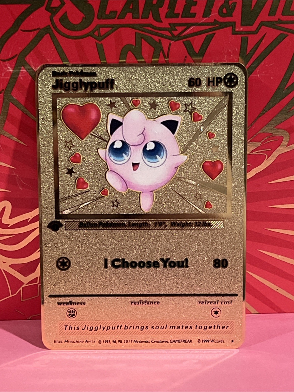 Jigglypuff I choose You! Love Gold Metal Inspired Pokémon Card- Collectible