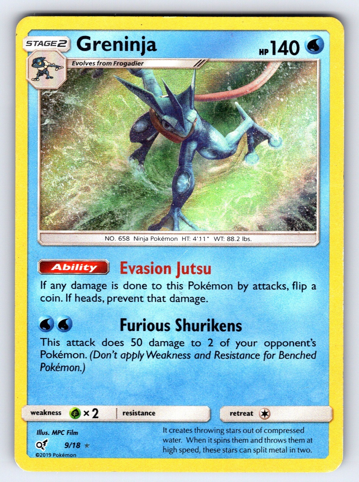 Greninja 9/18 Detective Pikachu Holo Rare Pokemon TCG MPC Film MP