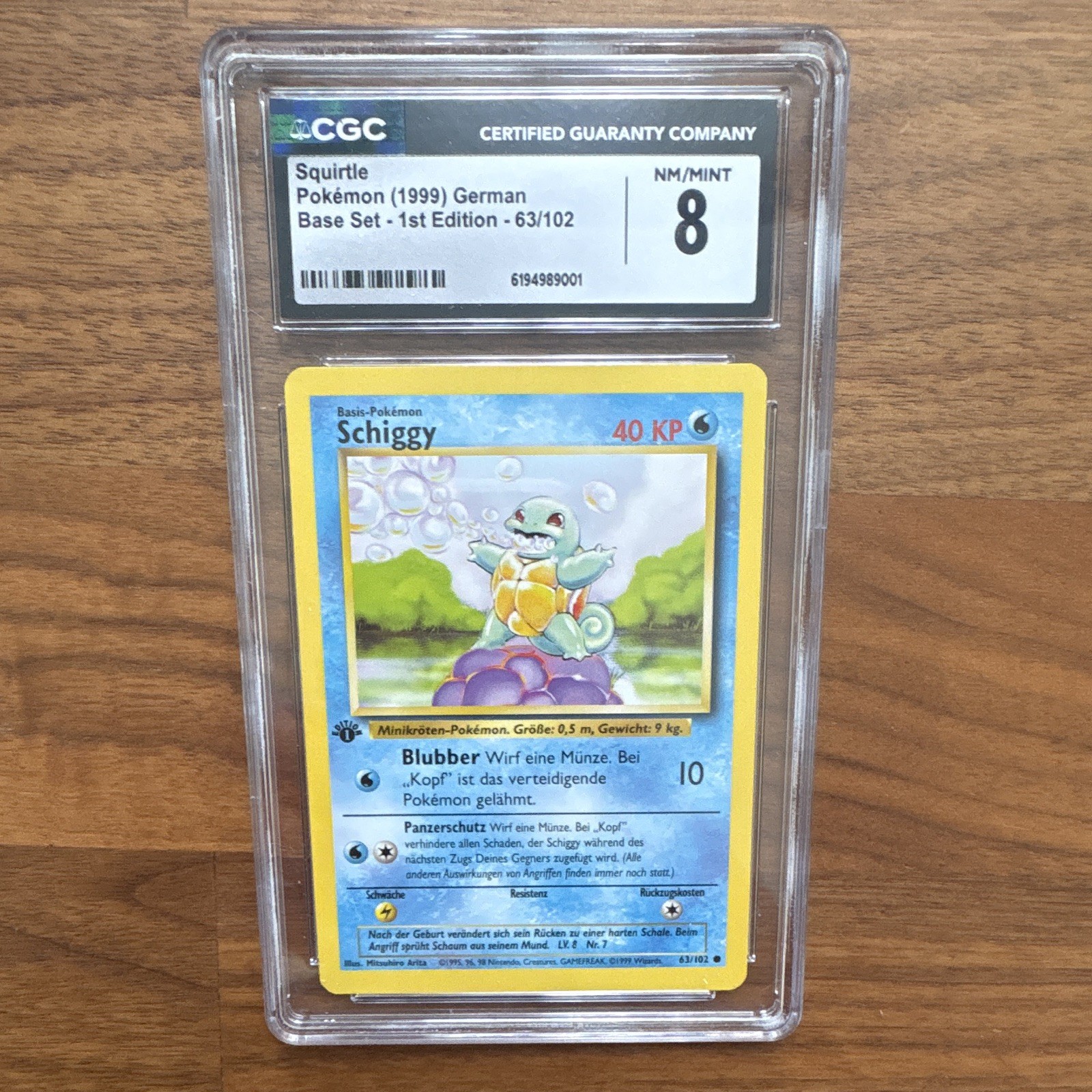 CGC 8 – 1st Edition – Squirtle (Schiggy) – German – Base Set – 63/102