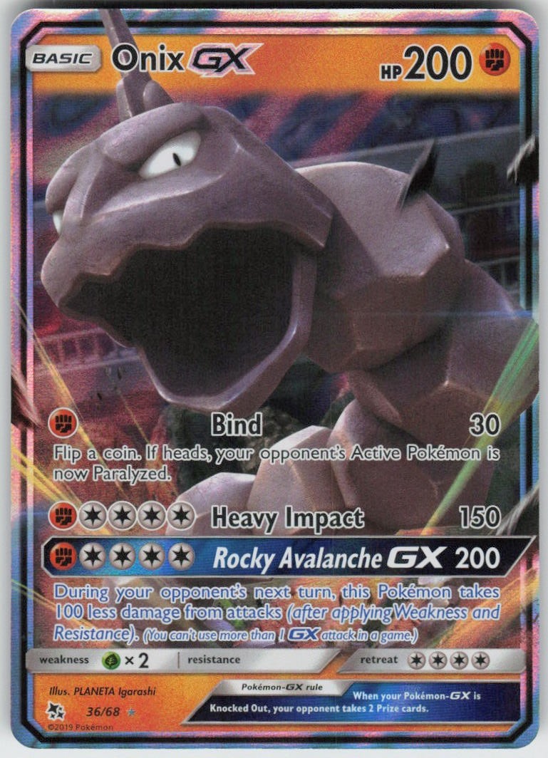 Onix GX 36/68 GX Rare Hidden Fates Near Mint