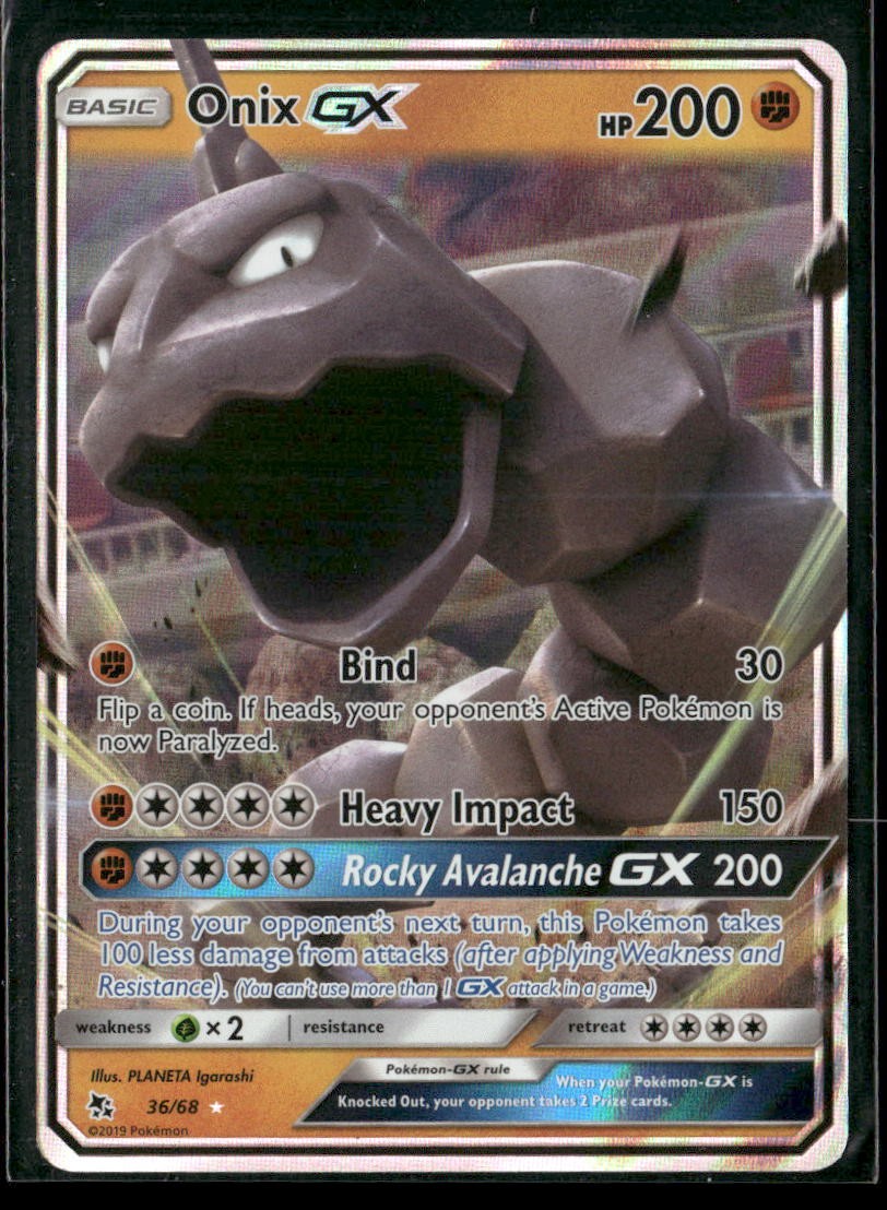 Onix GX 36/68 Holo GX Rare Hidden Fates NM/M Pokemon