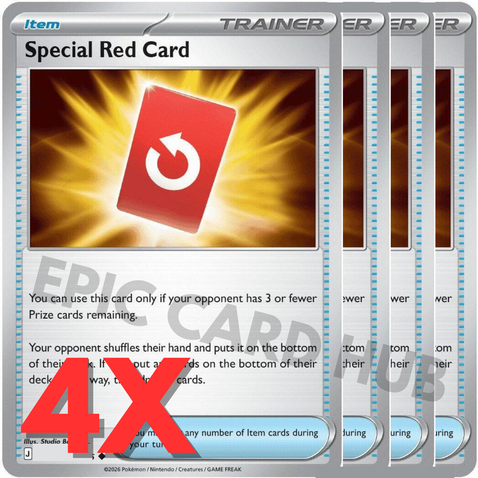 4x Special Red Card x4 – CRI 082/086 – Uncommon – Pokemon TCG Playset