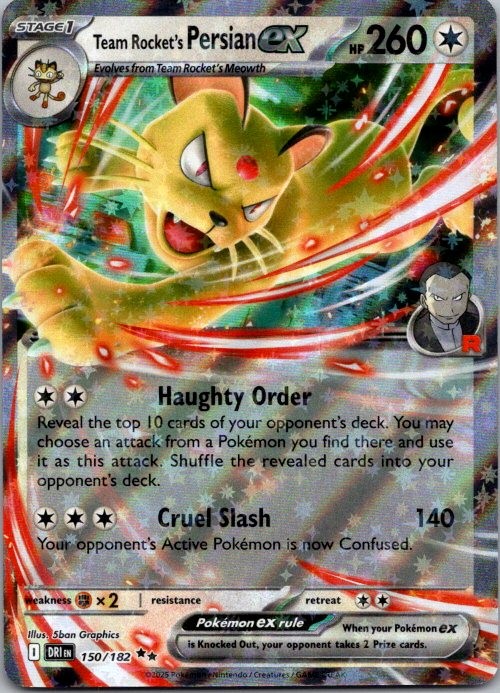 Team Rocket’s Persian ex Holo Double Rare SV10: Destined Rivals 150/182 NM