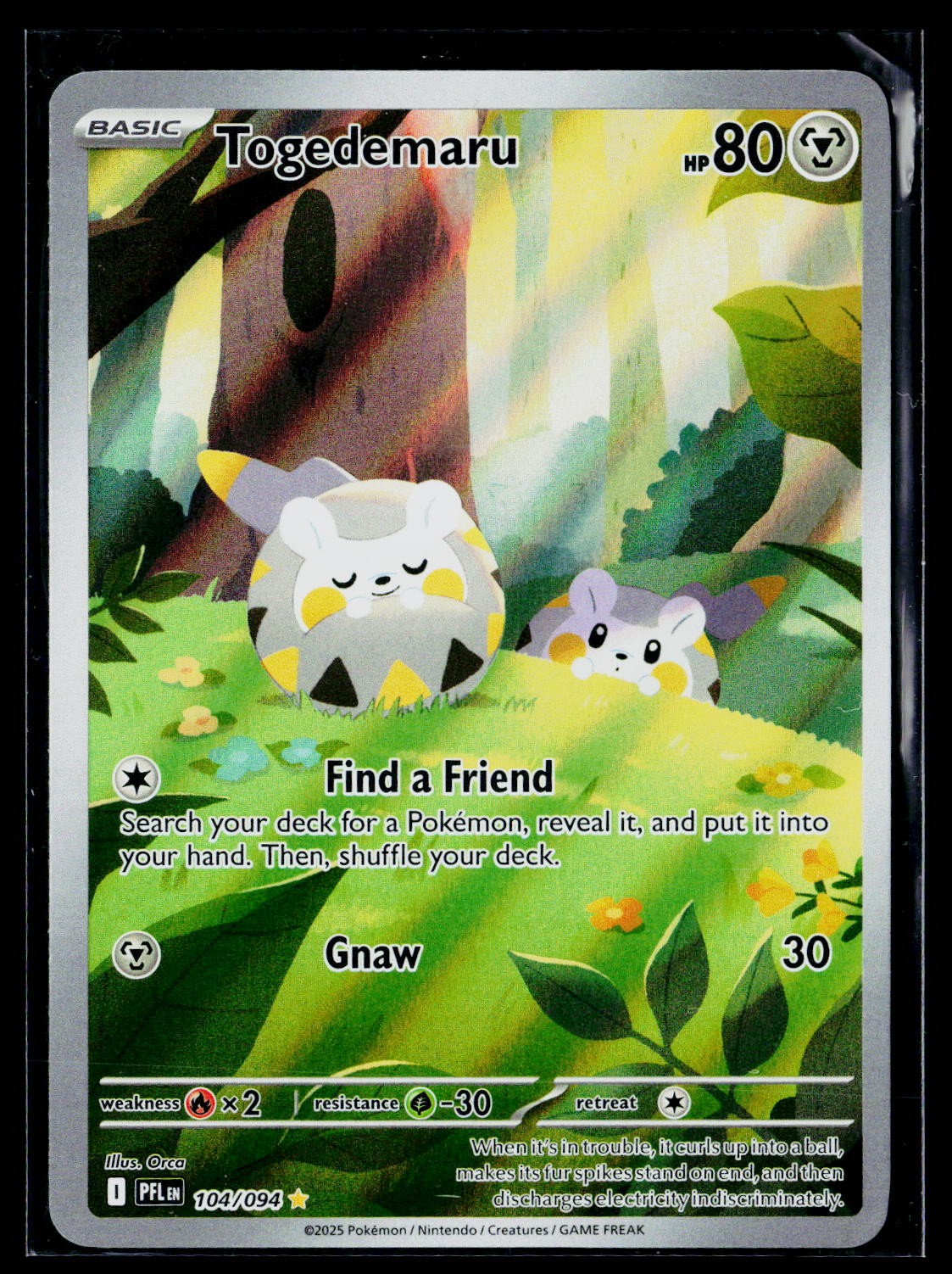 Togedemaru – 104/094/ ME02: Phantasmal Flames Illustration Rare Holo NM TCG