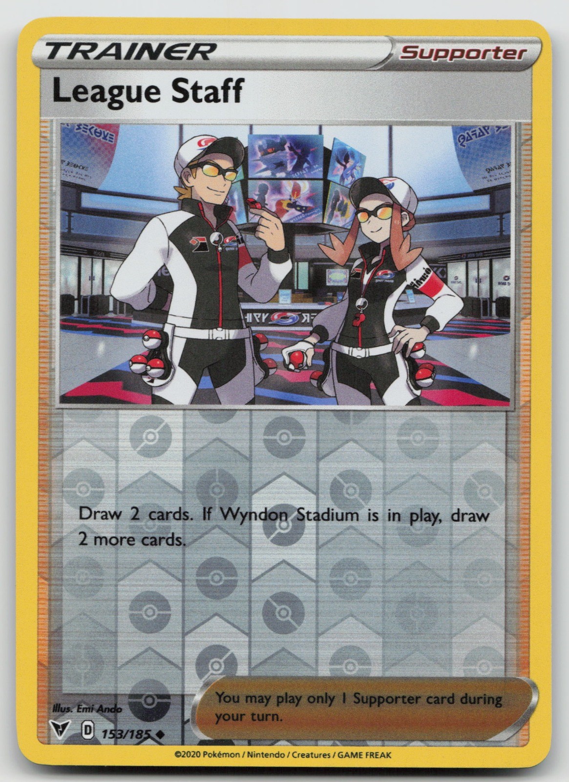 League Staff Uncommon SWSH04: Vivid Voltage 153/185 Reverse Holo NM