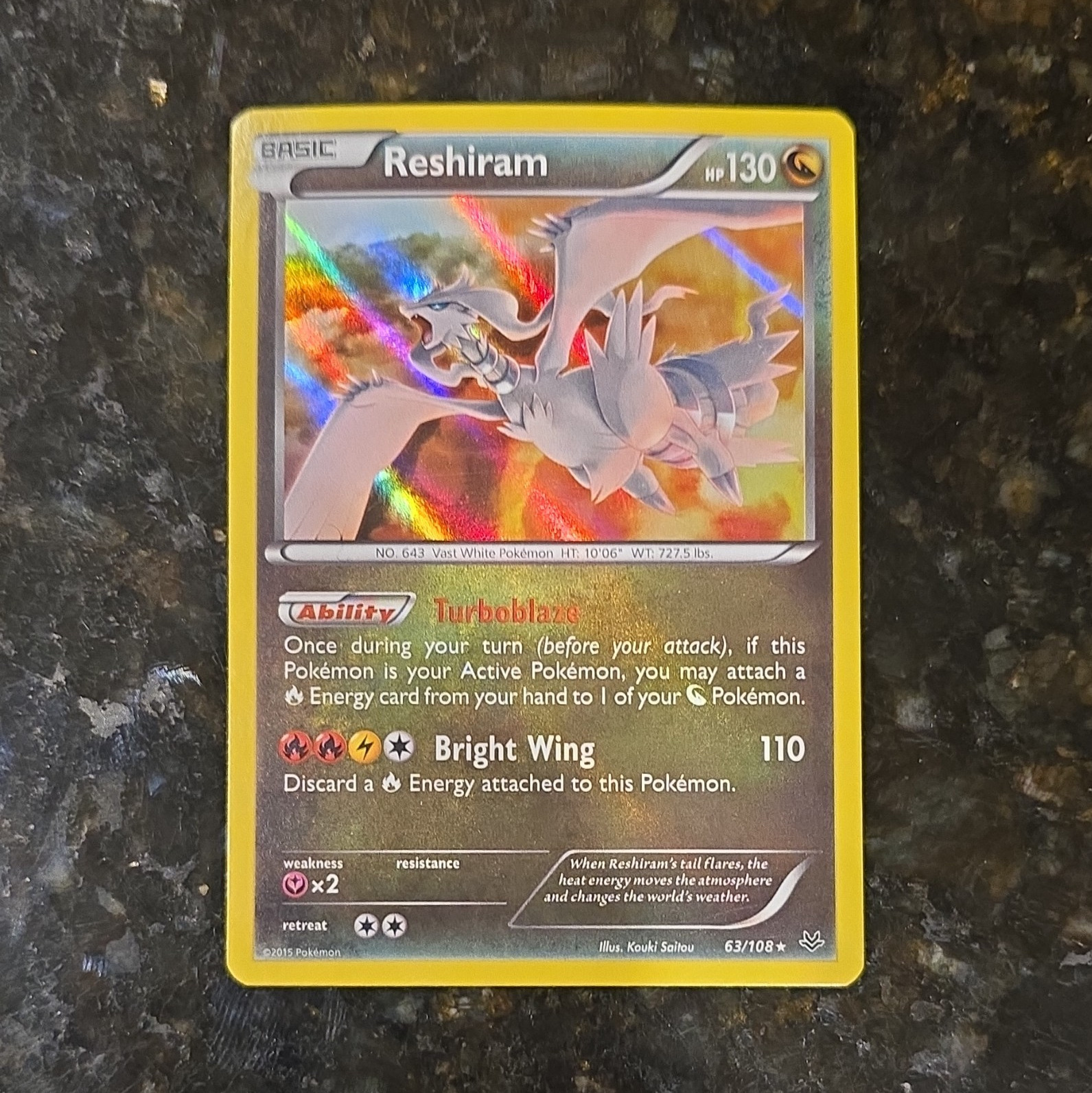 Pokemon TCG Reshiram Holo Rare Holo Roaring Skies 63/108 2015 EN