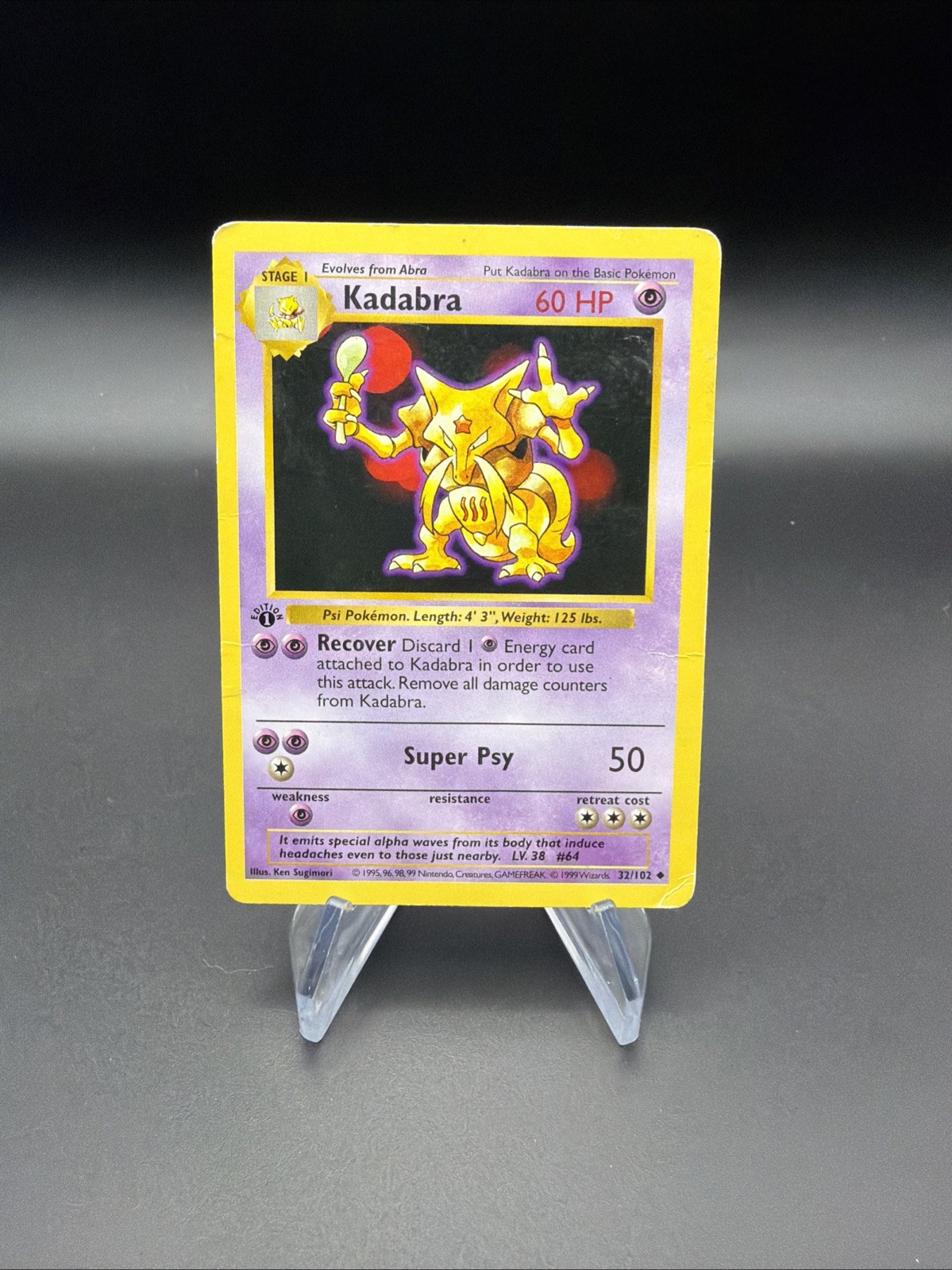 Kadabra – 1st Edition Shadowless – 32/102 Base Set – Pokémon TCG – 1999