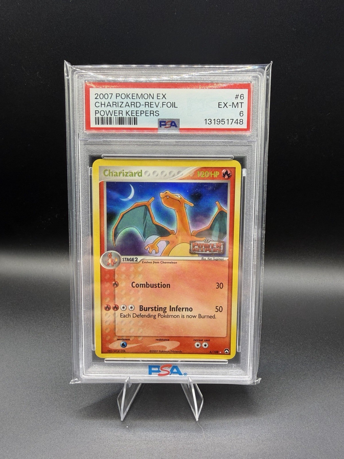 2007 POKEMON EX POWER KEEPERS #6 CHARIZARD-REVERSE FOIL PSA 6