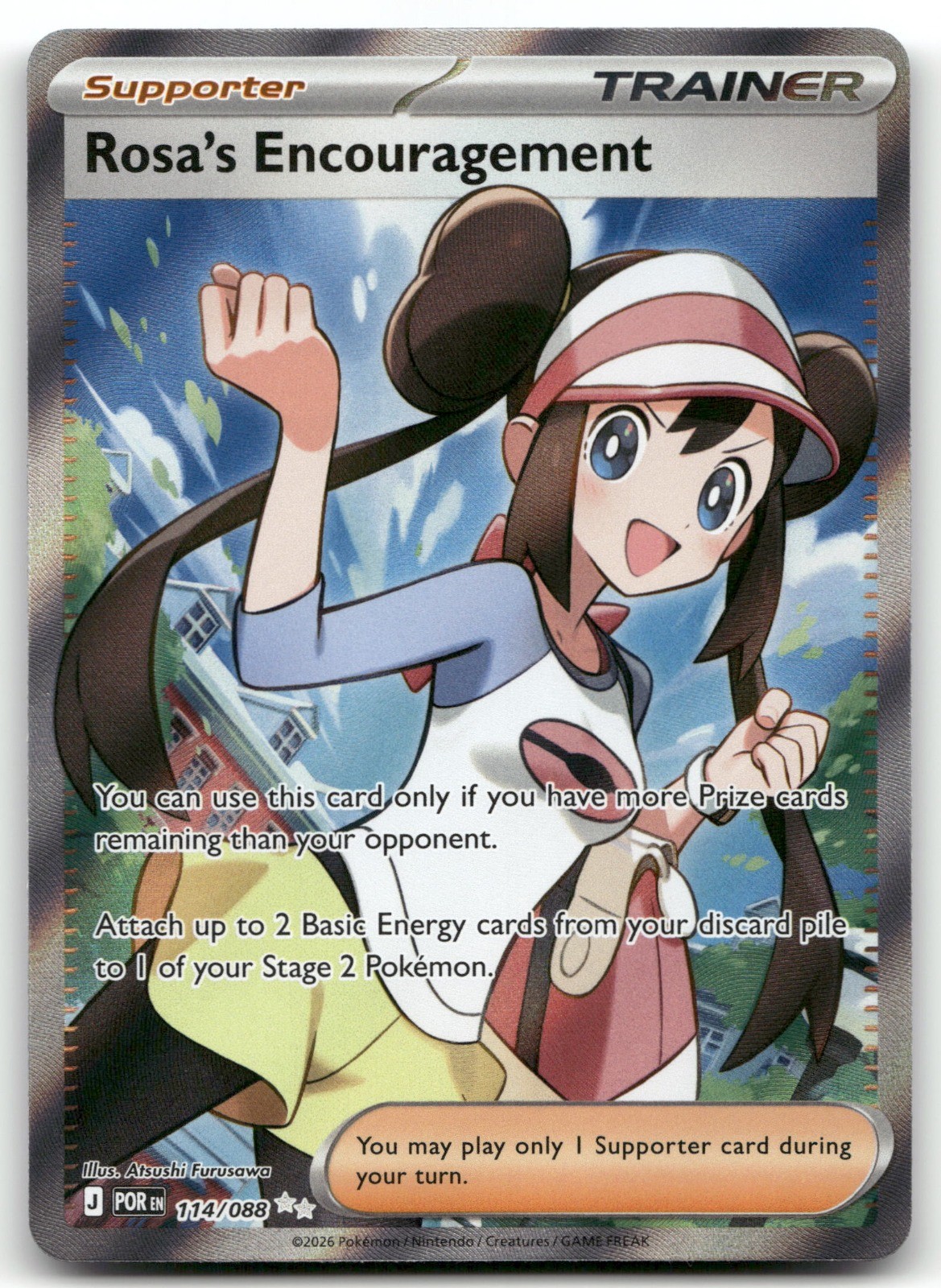 Rosa’s Encouragement Holo Ultra Rare 114/088 Pokemon TCG ME03: Perfect Order NM
