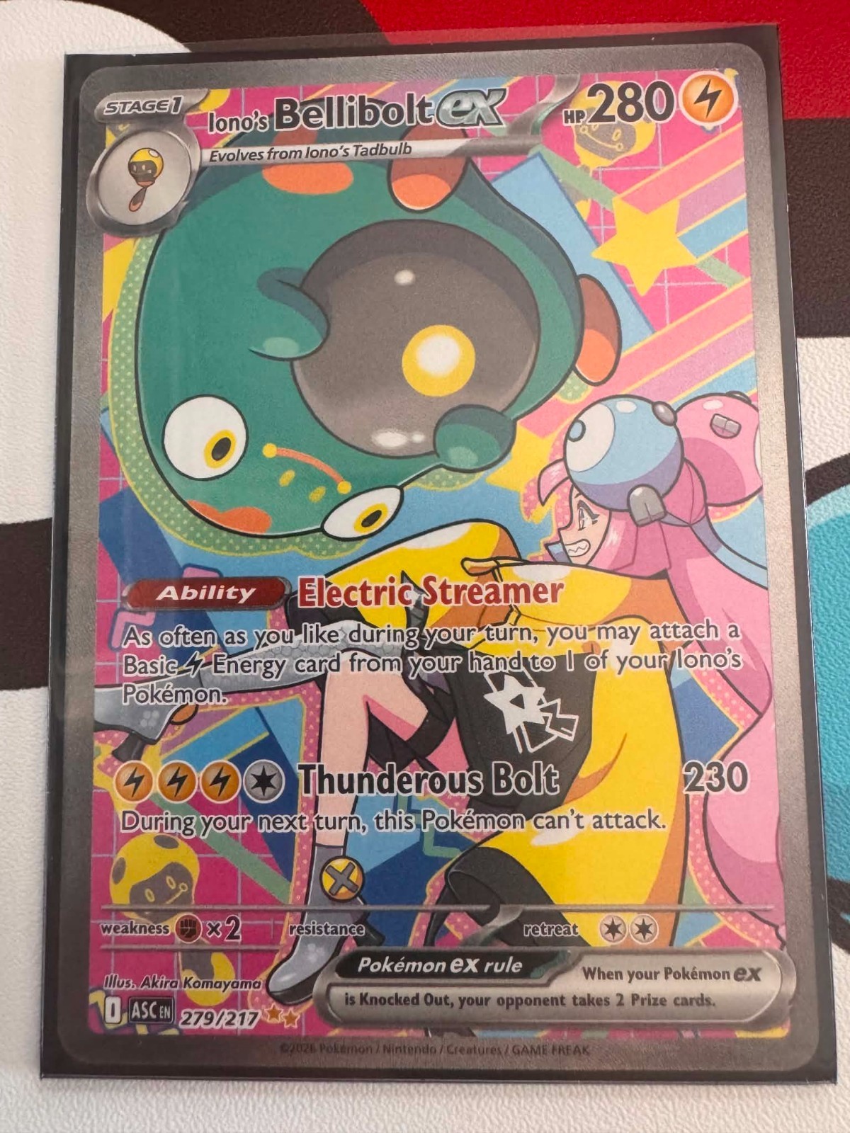 Pokemon Ascended Heroes Ionos Bellibolt ex 279/217Special Illustration Rare MINT