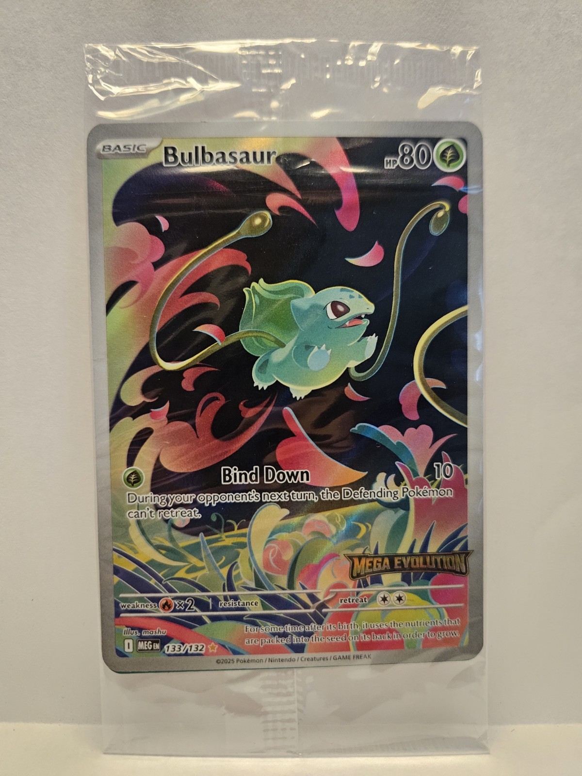 Bulbasaur 133/132 Enhanced Box Topper Stamped Mega Evolutions SEALED Promo