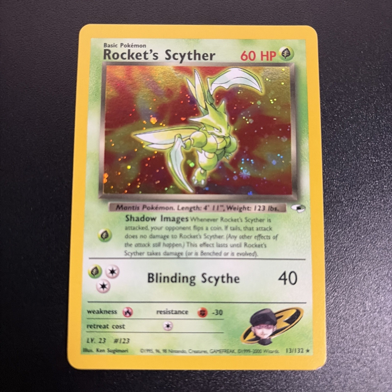 Rocket’s Scyther 13/132 Gym Heroes Holo Rare 60 LP Unlimited Pokemon TCG