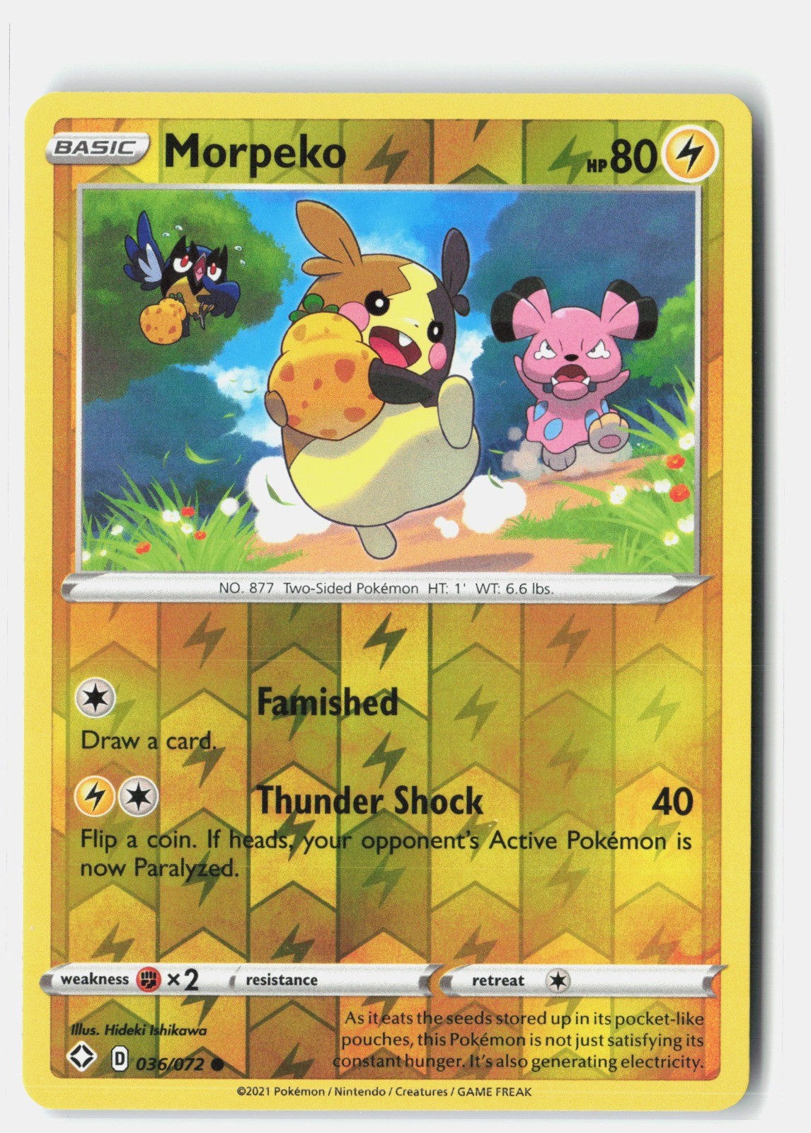 Morpeko (036) Common Reverse Holo Shining Fates 036/072 NM Hideki Ishikawa