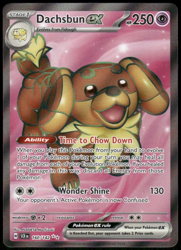 Pokemon Stellar Crown Dachsbun ex 160/142 Ultra Rare HOLO Near Mint