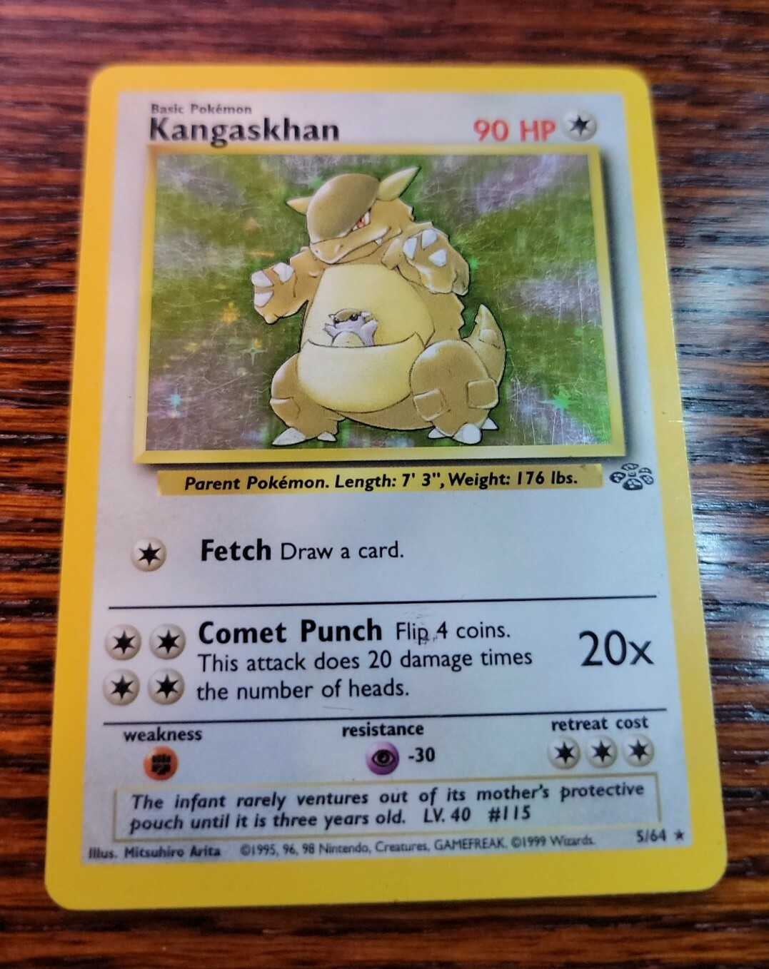 Pokemon TCG English Card Jungle Set WOTC Kangaskhan 5/64 Holo Rare MP
