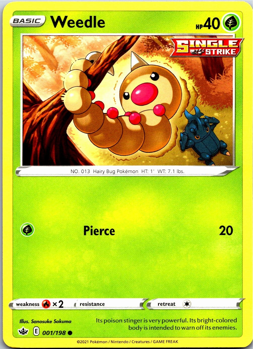 Weedle Common SWSH06: Chilling Reign 001/198 NM