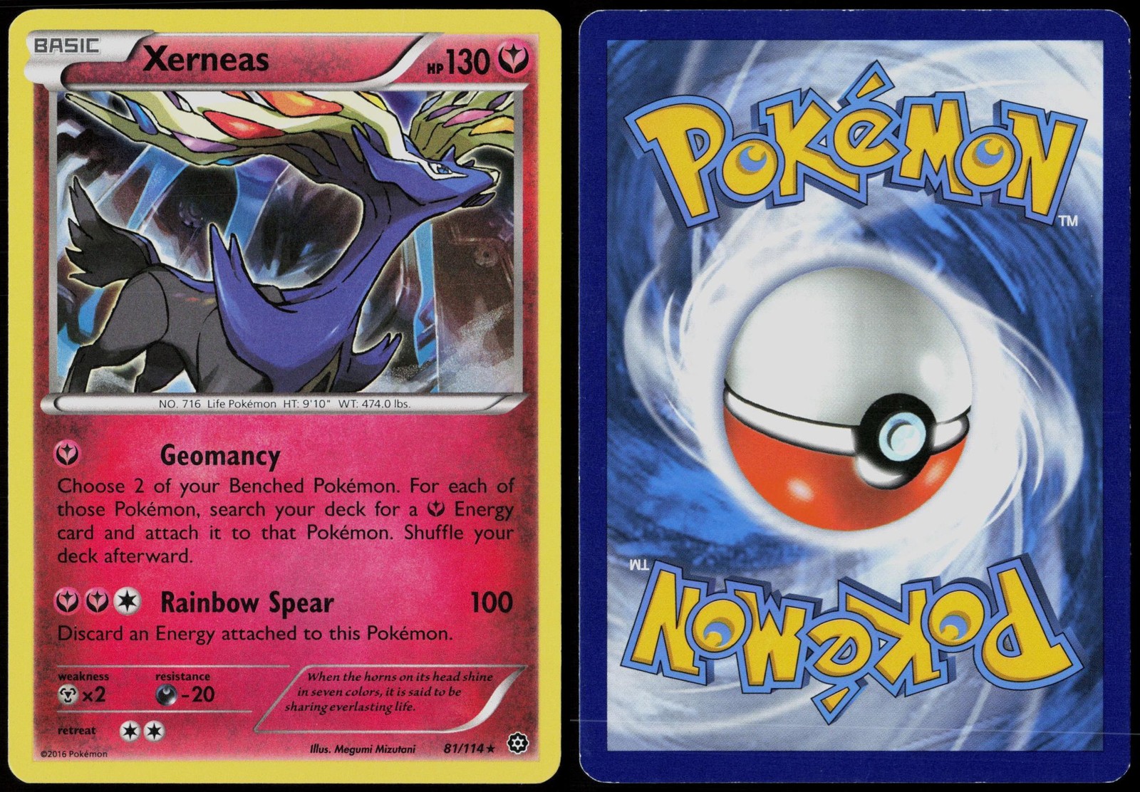 Xerneas 81/114 Holo Rare Steam Siege Pokemon Card Moderately Played
