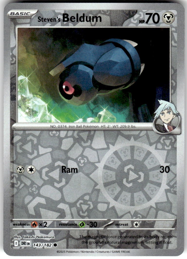 Steven’s Beldum 143/182 Common Destined Rivals Pokemon Reverse Holo Near Mint