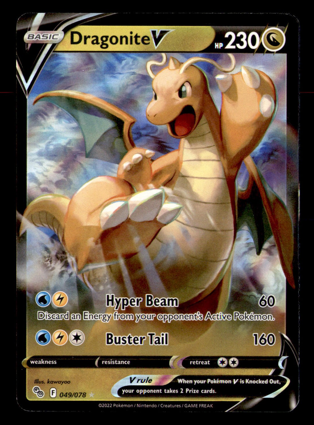 Dragonite V 049/078 Holo V Rare Pokemon GO Pokemon Near Mint