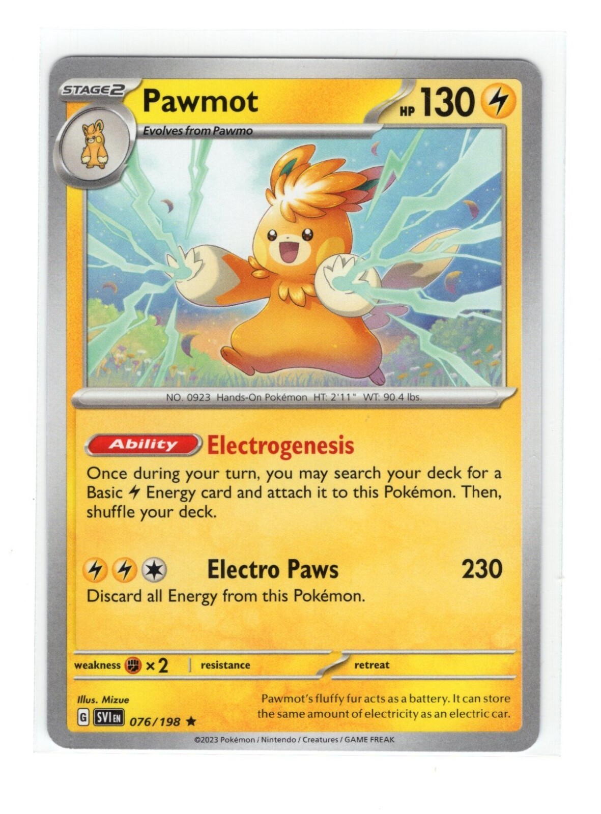 Pokemon Scarlet & Violet NON Holo Rare Pawmot – 076/198 – DECK EXCLUSIVE