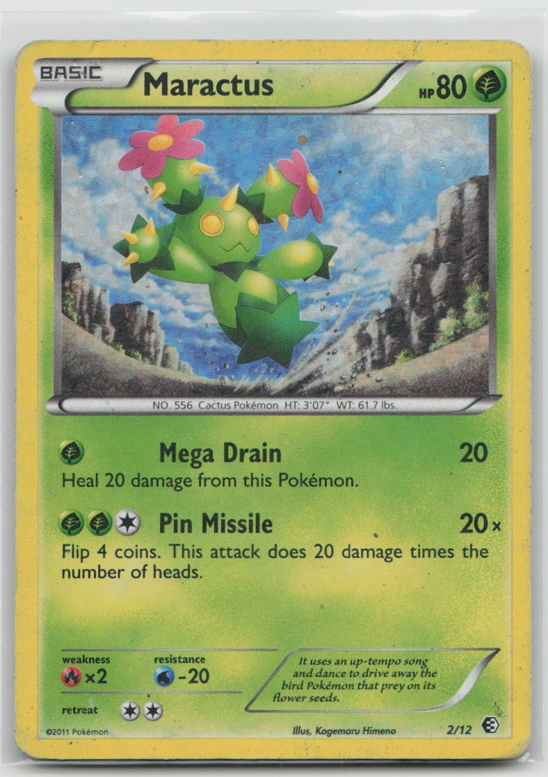 Maractus 002/012 Holo Promo McDonald’s Promos 2011 Pokemon Damaged