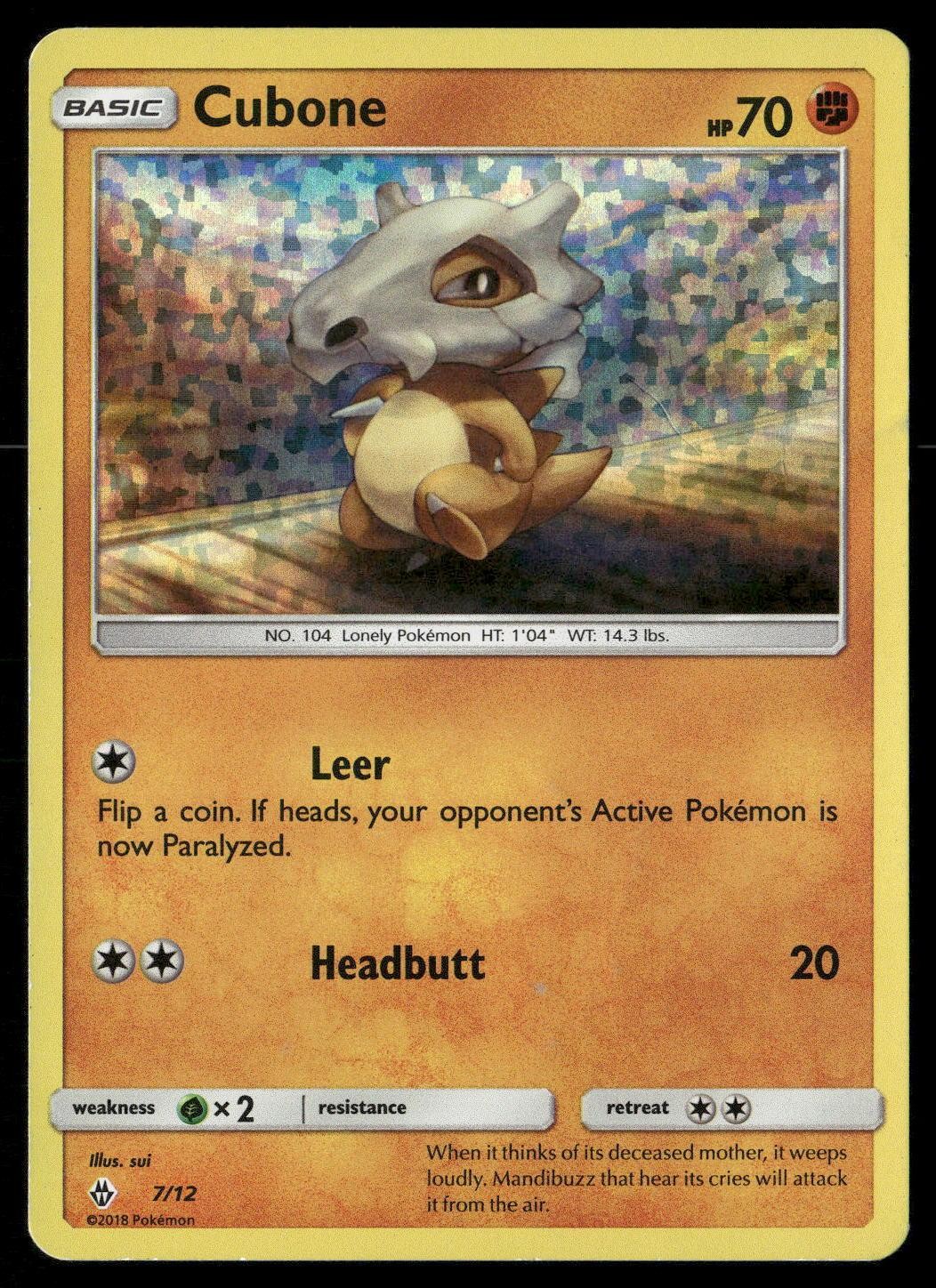 Cubone 007/012 Holo Promo McDonald’s Promos 2018 Pokemon Holo Moderately Played