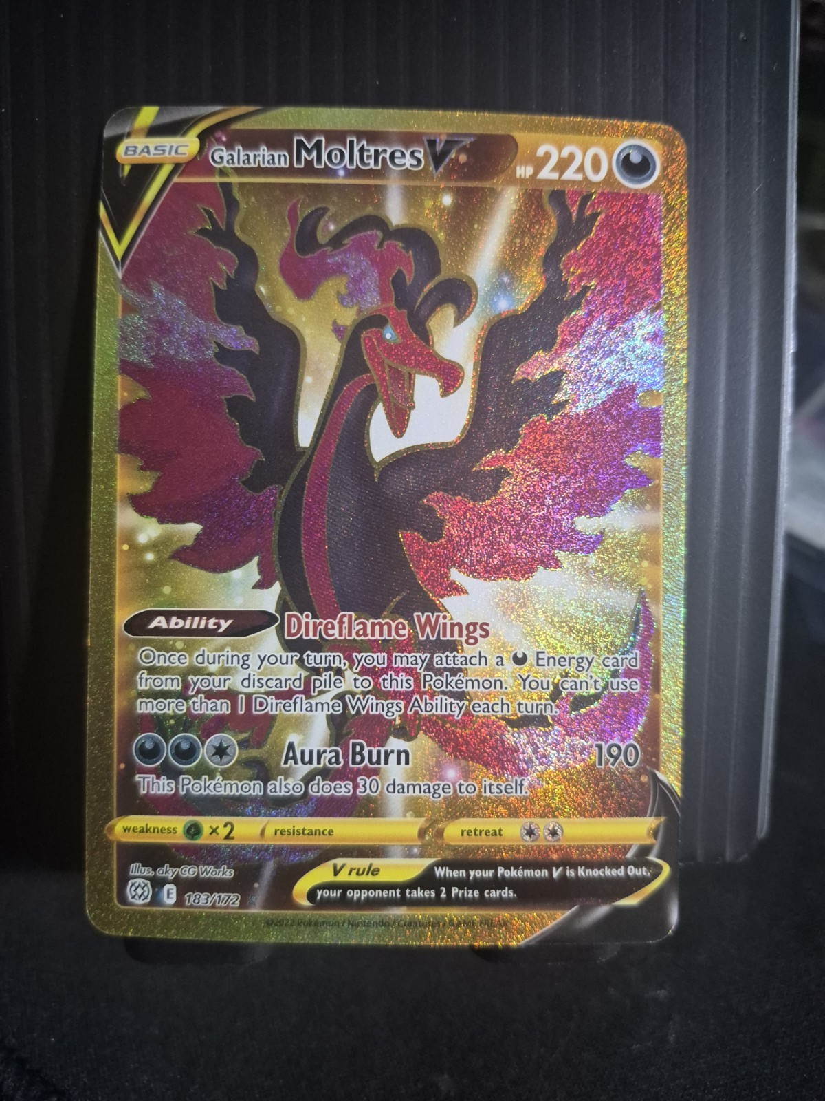 Galarian Moltres V 183/172 Brilliant Stars Gold Secret Rare Pokemon Card NM