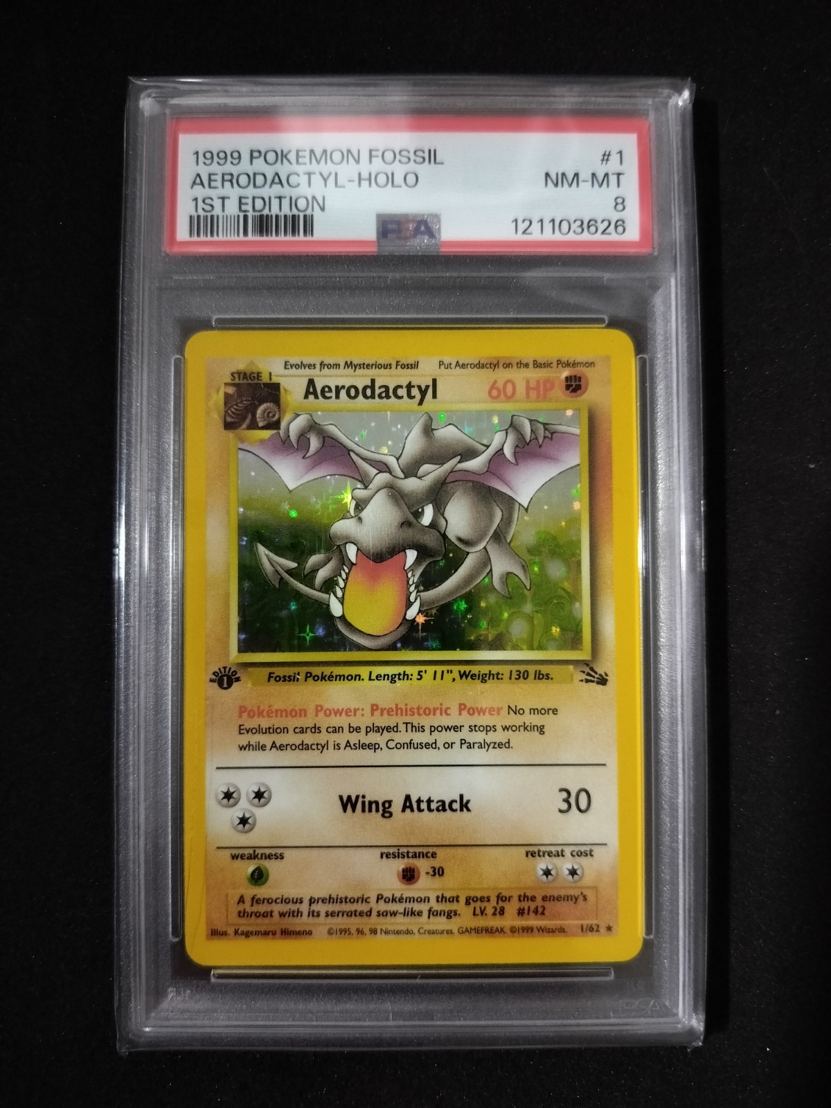 POKEMON PSA 8 FOSSIL 1ST EDITION Holo AERODACTYL 1 PSA 8