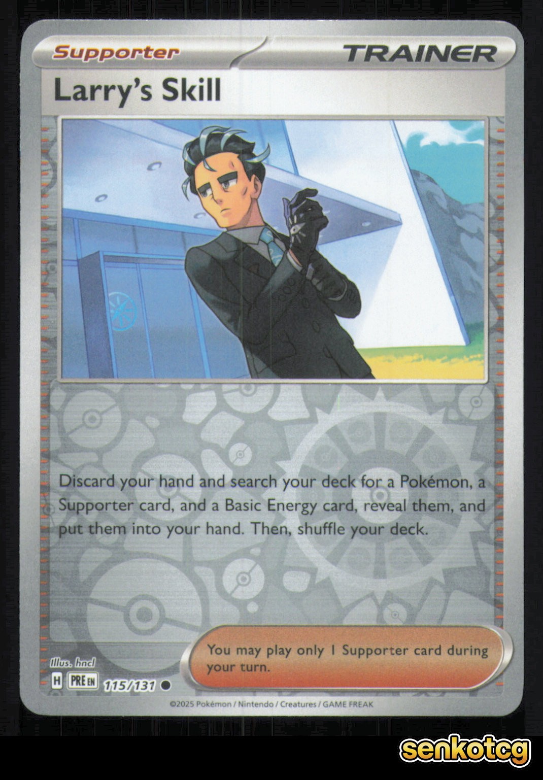 🎴 Larry’s Skill 115/131 Reverse Holo Prismatic Evolutions NM 🎨 hncl