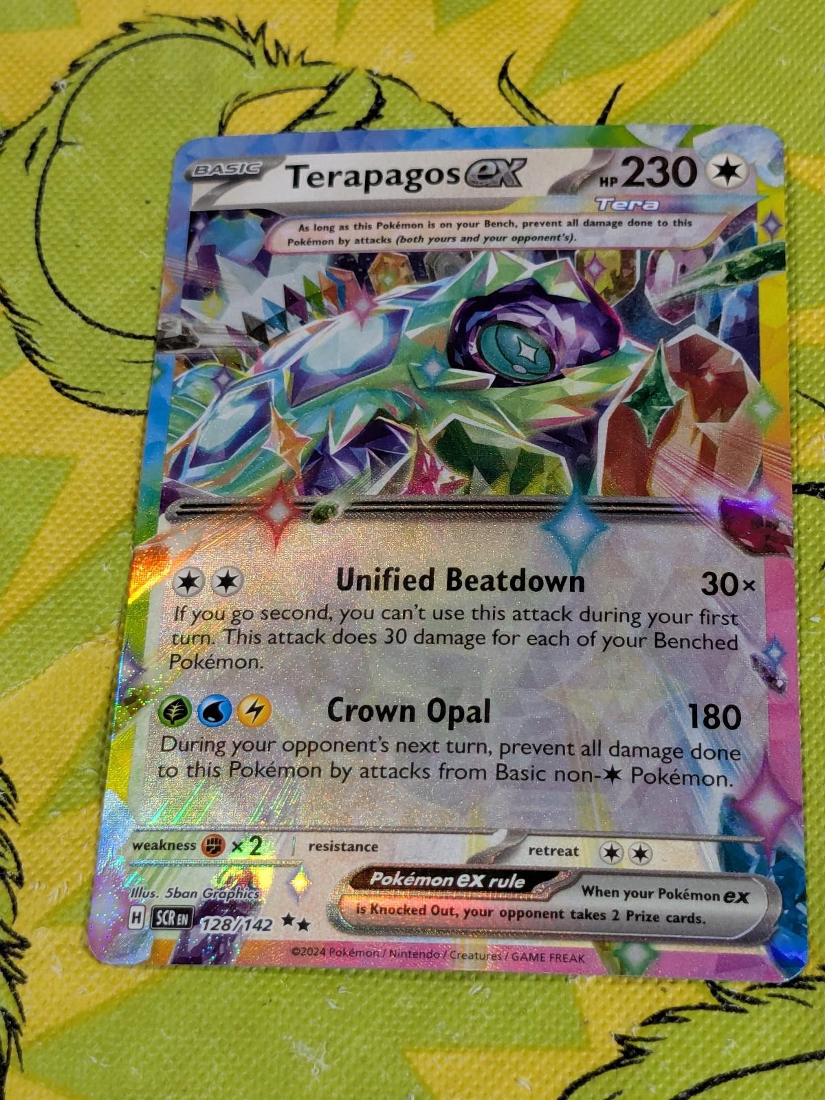 Terapagos ex 128/142 Double Rare Stellar Crown Pokemon Holo Near Mint