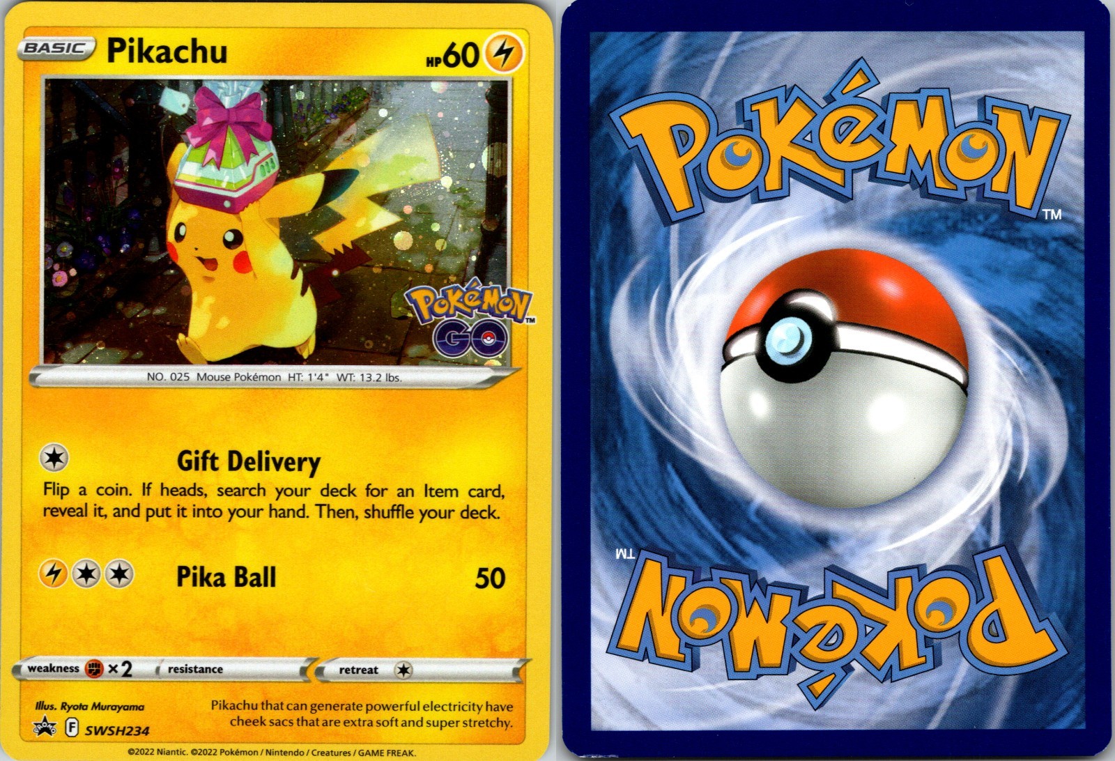 Pikachu Pokemon Sword&Shield Promo SWSH234 BSP GO Holo NM Ryota Murayama