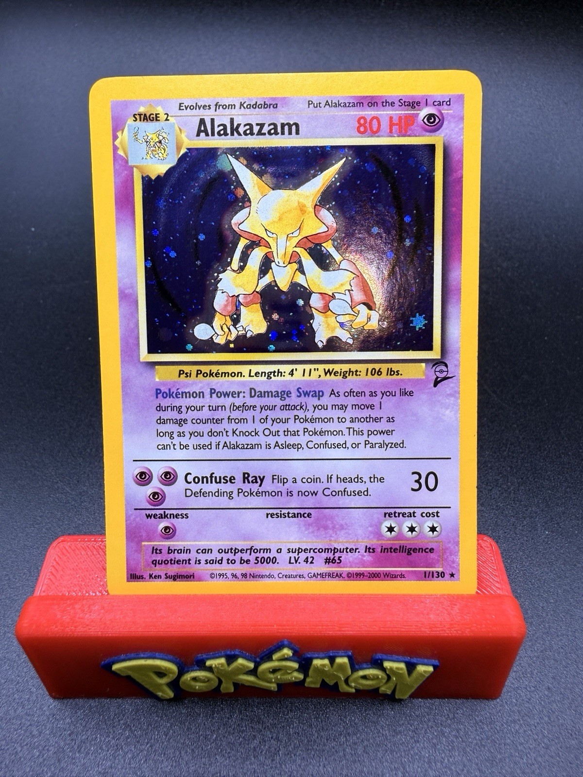 Alakazam 1/130 Pokémon TCG Base Set 2 Holo Rare WotC NM 🔥