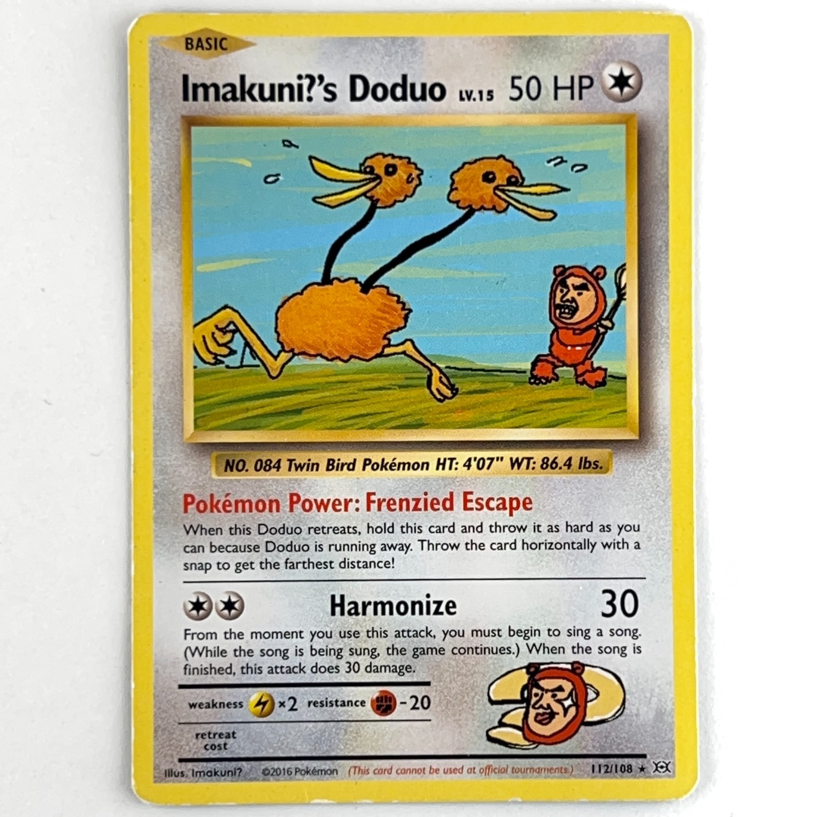 Imakuni?’s Doduo 112/108 Pokemon Card Secret Rare XY Evolutions Vintage Style MP