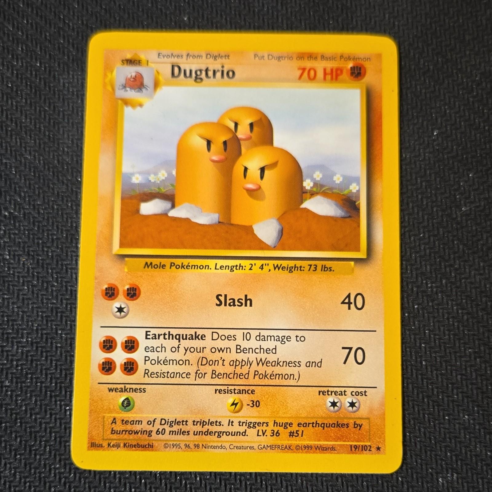 Pokémon TCG Dugtrio 19/102 Base Set Rare Regular English 70 HP Kinebuchi