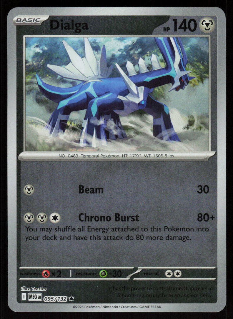 Dialga 095/132 Rare Mega Evolution Pokemon Reverse Holo Near Mint