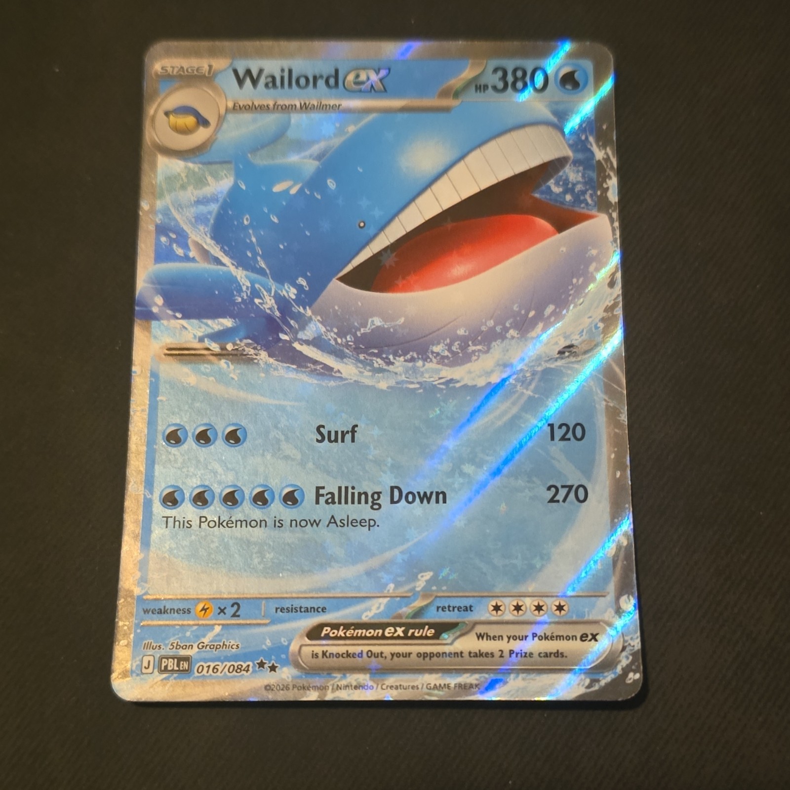 Wailord ex 016/084 SV Paldean Fates Double Rare Holo English 2024