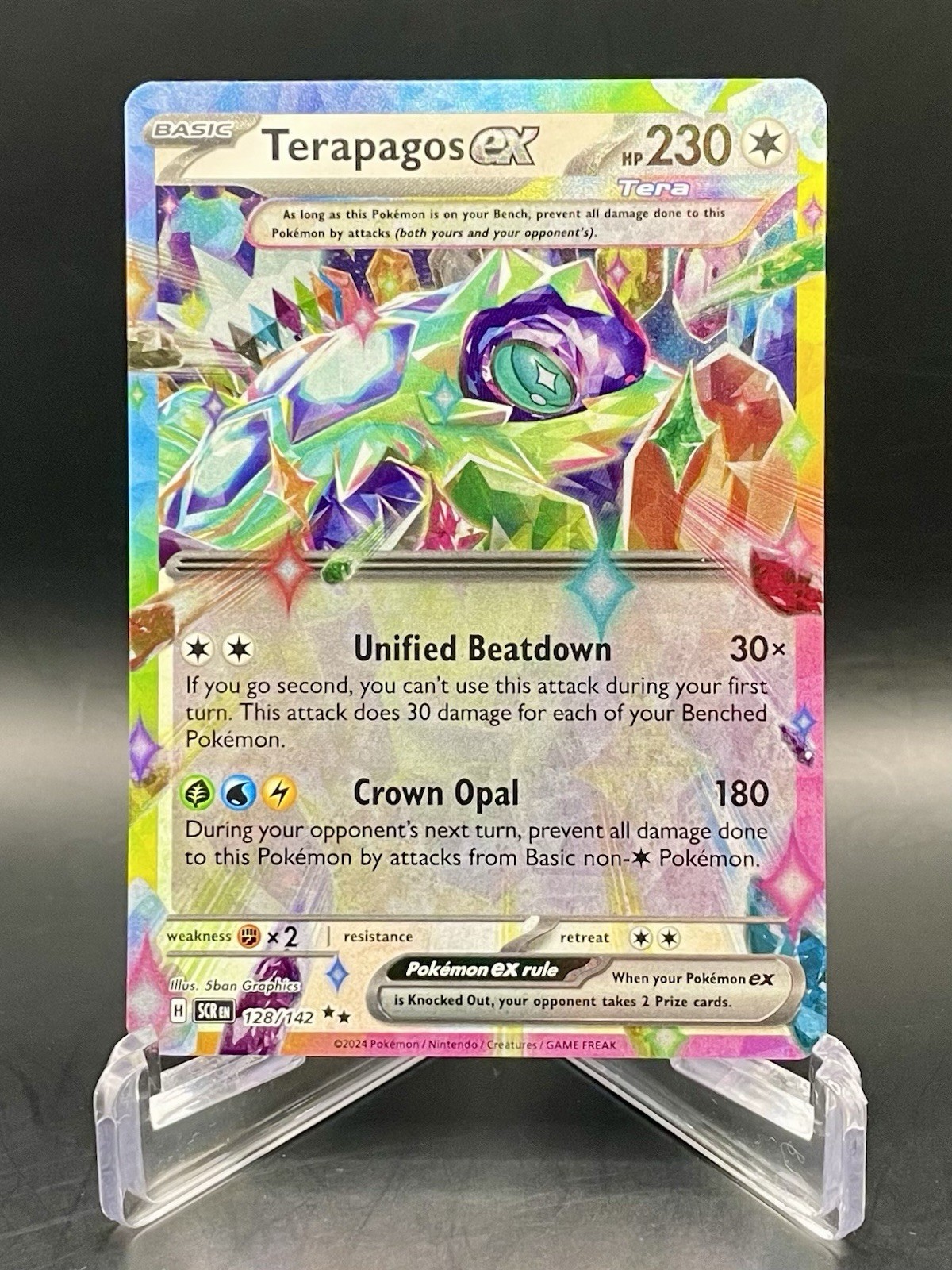 Terapagos ex 128/142 Stellar Crown Rainbow Double Rare Holo Pokemon Card NM/M
