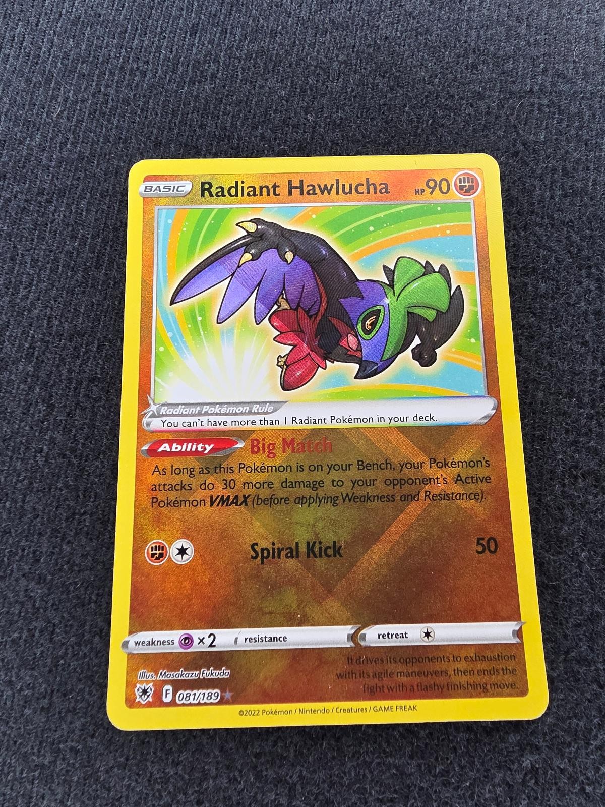 Radiant Hawlucha 081/189 Radiant Rare Astral Radiance Pokemon Holo Near Mint