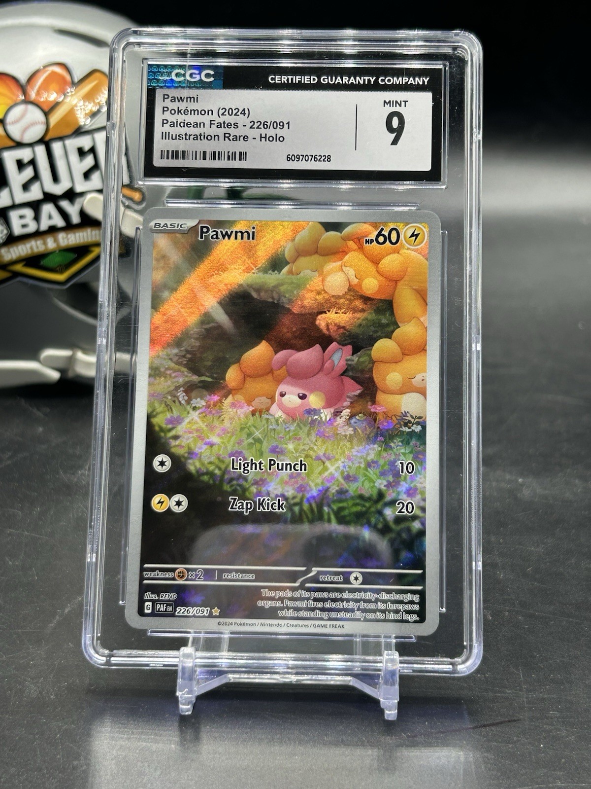 Pawmi 226/091 Illustration Rare Paldean Fates Pokemon CGC 9 (CBMH)