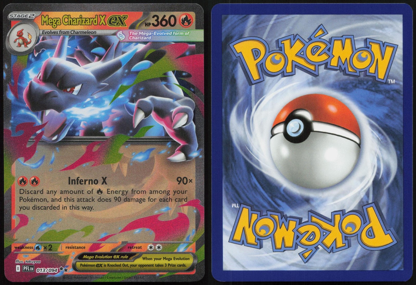 Mega Charizard X ex 013/094 Double Rare Phantasmal Flames Holo Near Mint