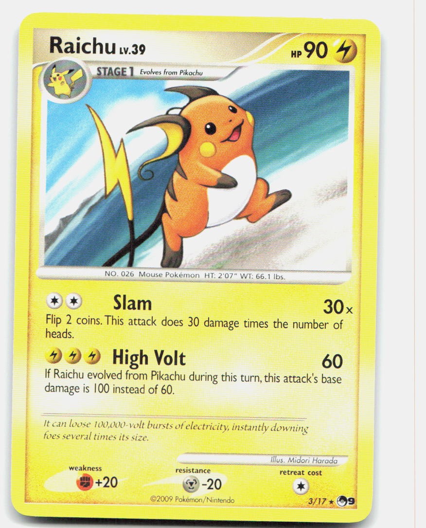 POP Series 9 Raichu MP Rare Pokemon Tcg Card