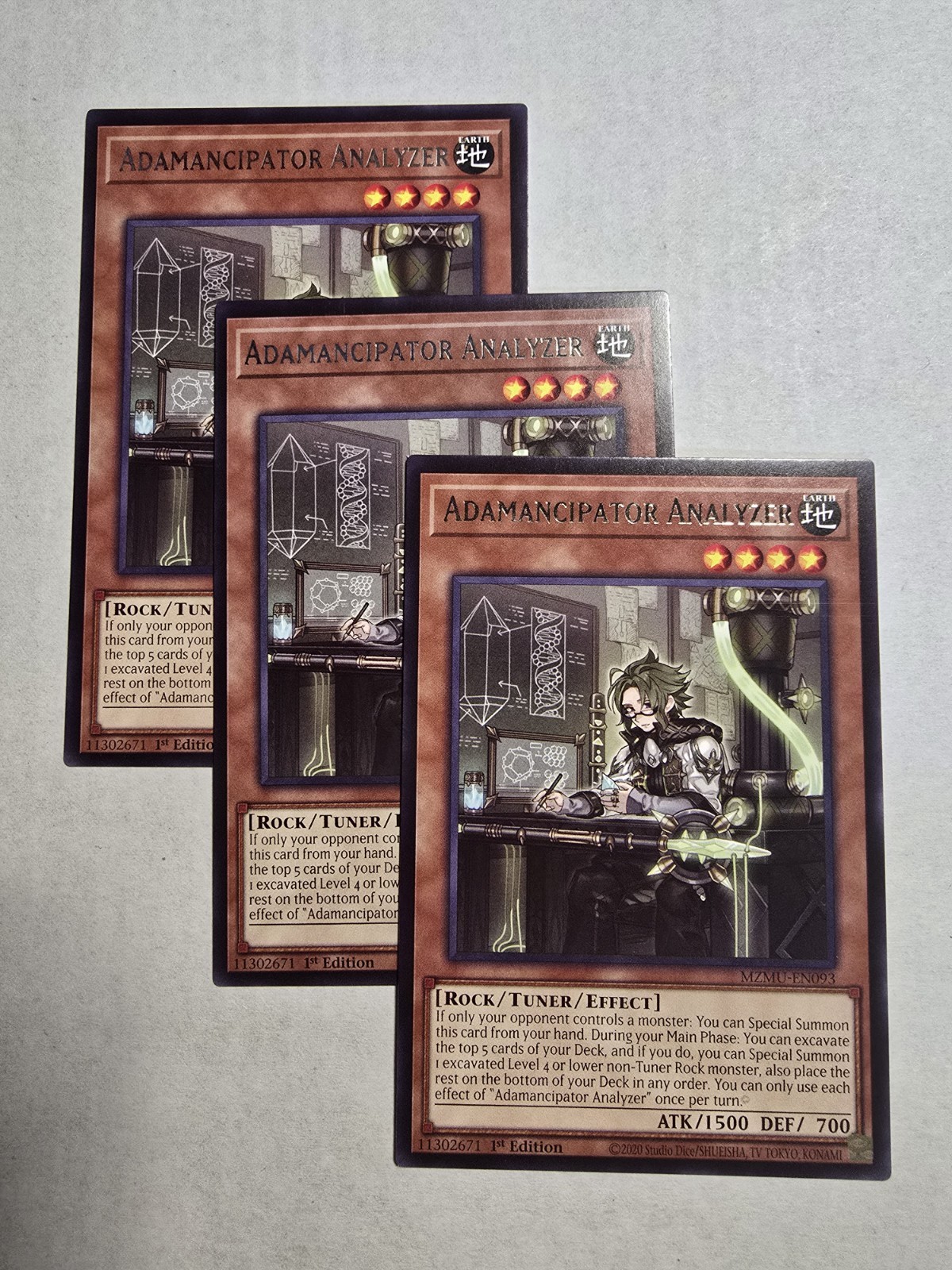 Yugioh! 3x Adamancipator Analyzer MZMU-EN093 Rare 1st Ed NM