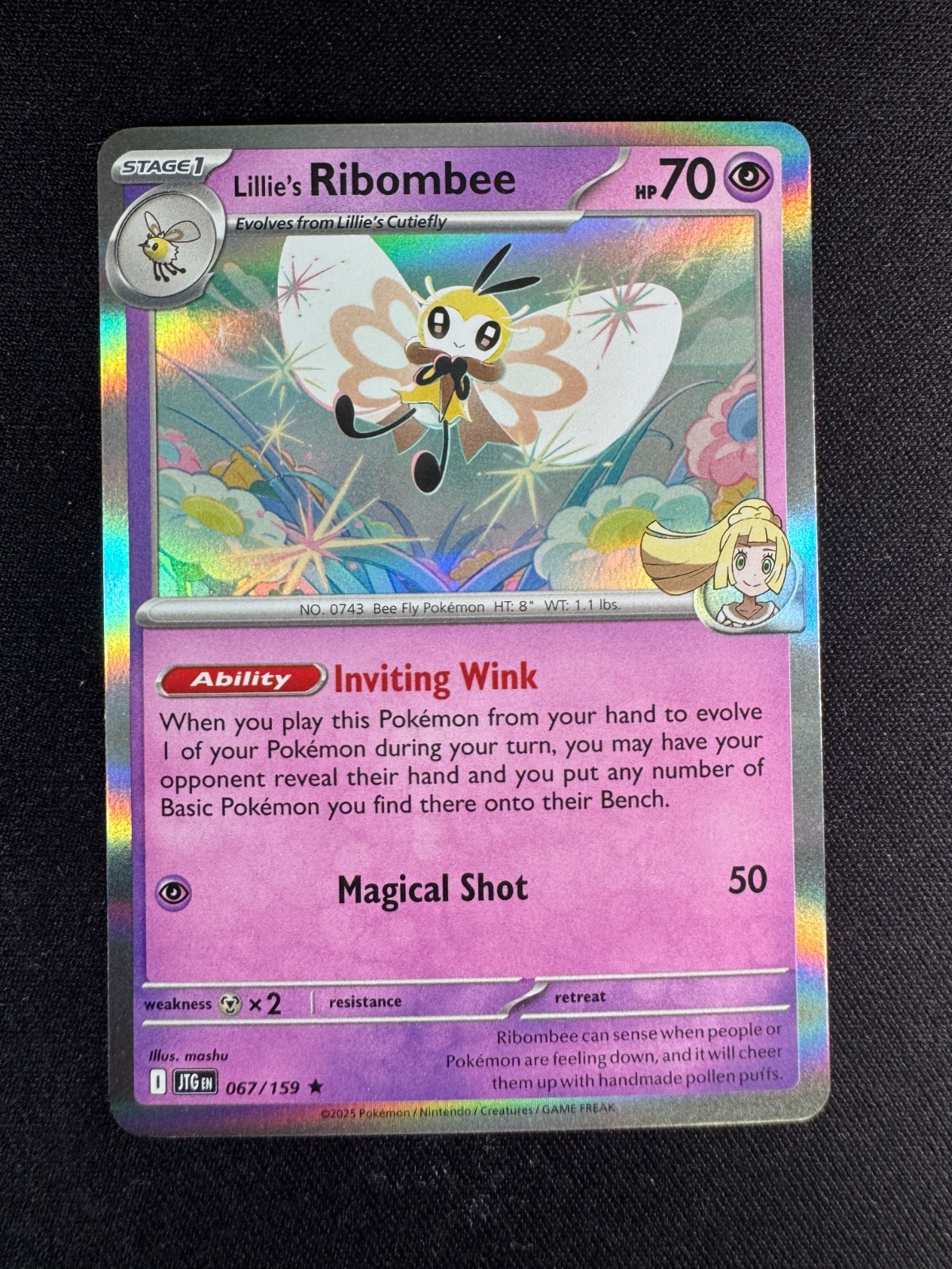 Lillie’s Ribombee 067/159 Journey Together Rare Holofoil Near Mint