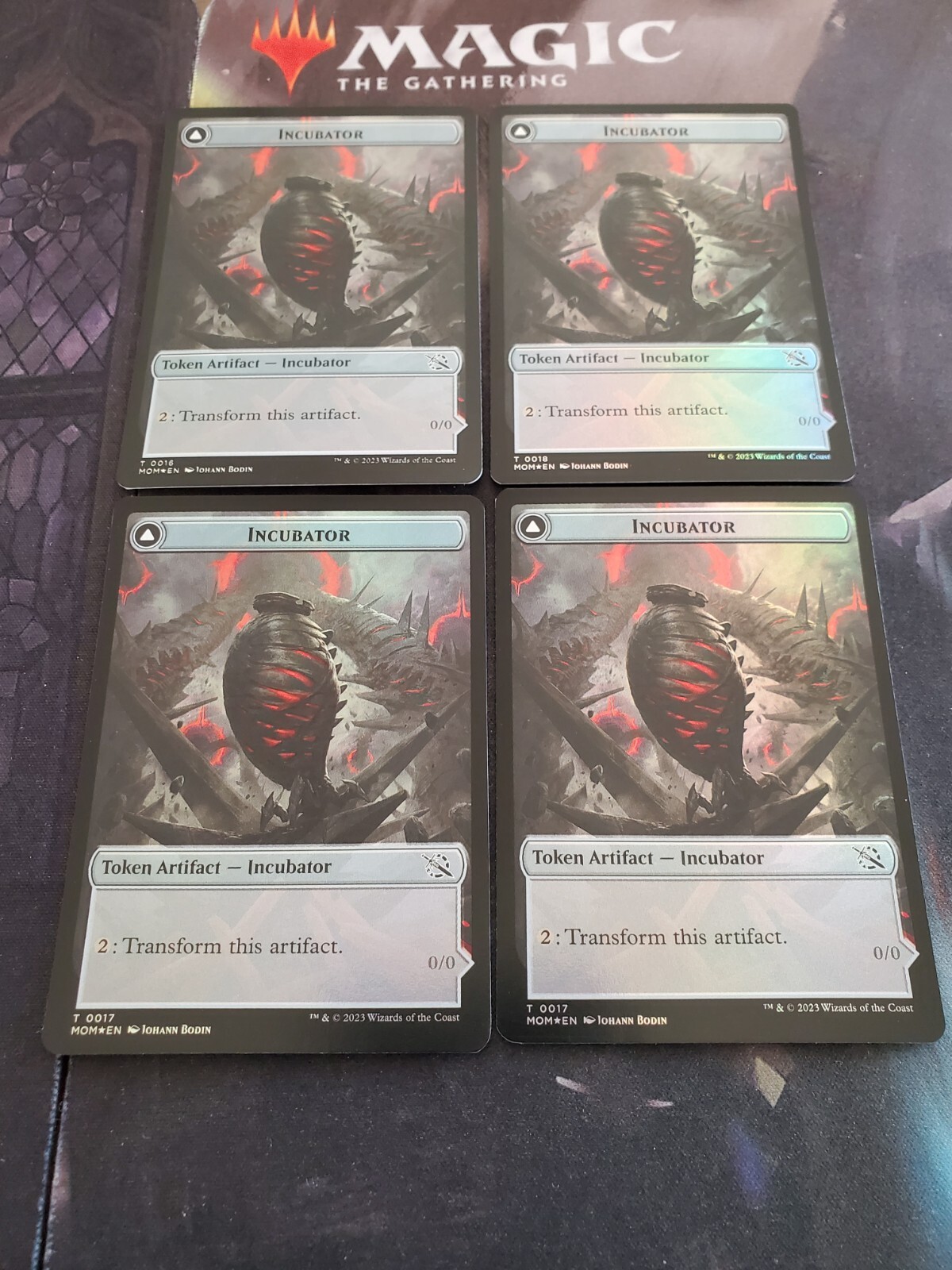 Mtg. 4x Incubator / Phyrexian Double-Sided Tokens. Foil. March Of The Machine.