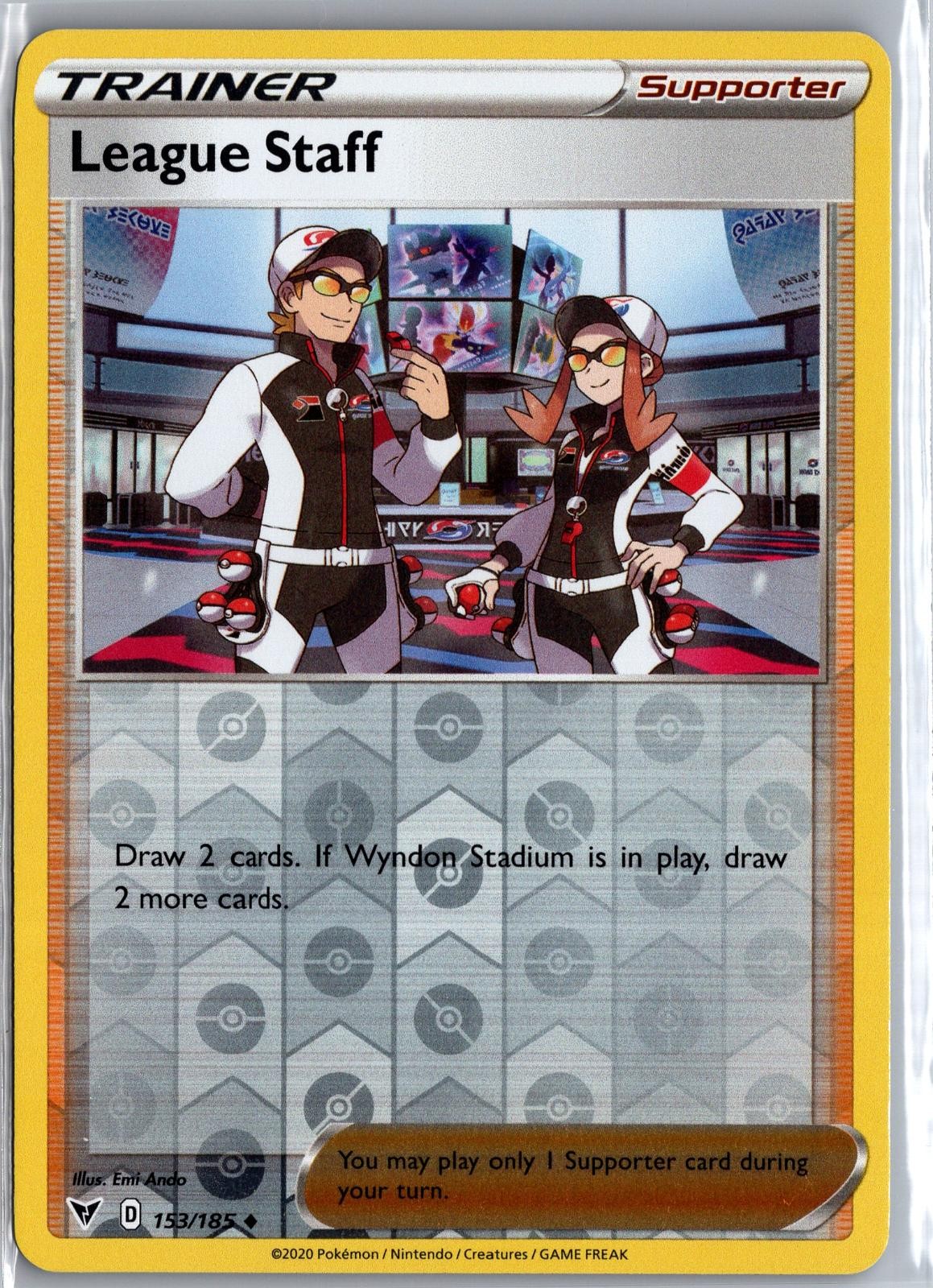 League Staff 153/185 Uncommon Vivid Voltage Pokemon Reverse Holo Lightly Played