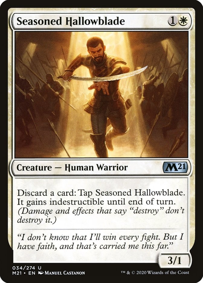 Seasoned Hallowblade 34 M21 Core 2021 MTG Human Warrior Uncommon Castañón NM