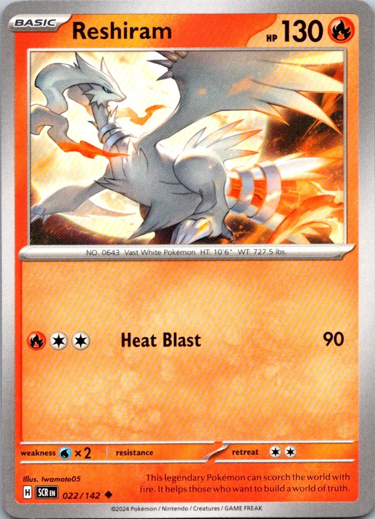Reshiram 22/142 Stellar Crown Pokemon TCG Uncommon NM